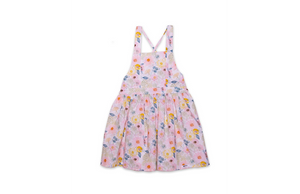 Girls tie back twirly dress in pink flower print