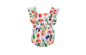 Baby bubble romper in veggies print