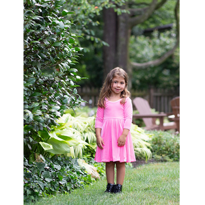 Girls twirly dress in pink candy velvet