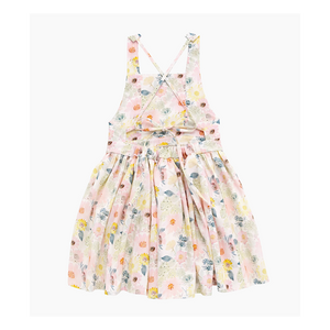 Girls tie back dress in floral print, back view