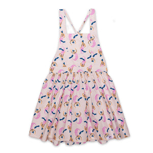 Girls tie back dress in mermaid print, hipster kids clothing