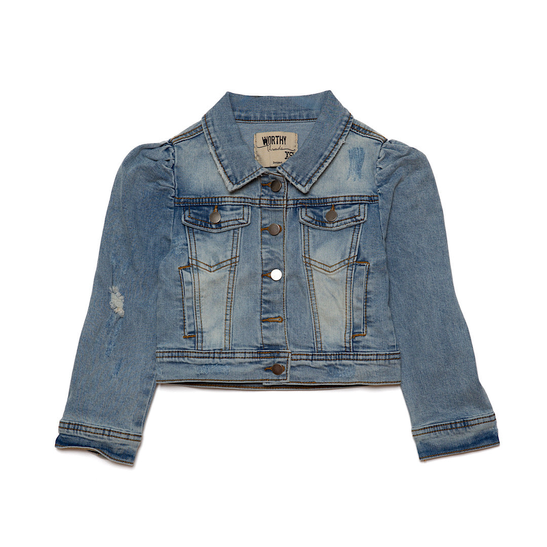 Kids puff sleeve denim jacket
