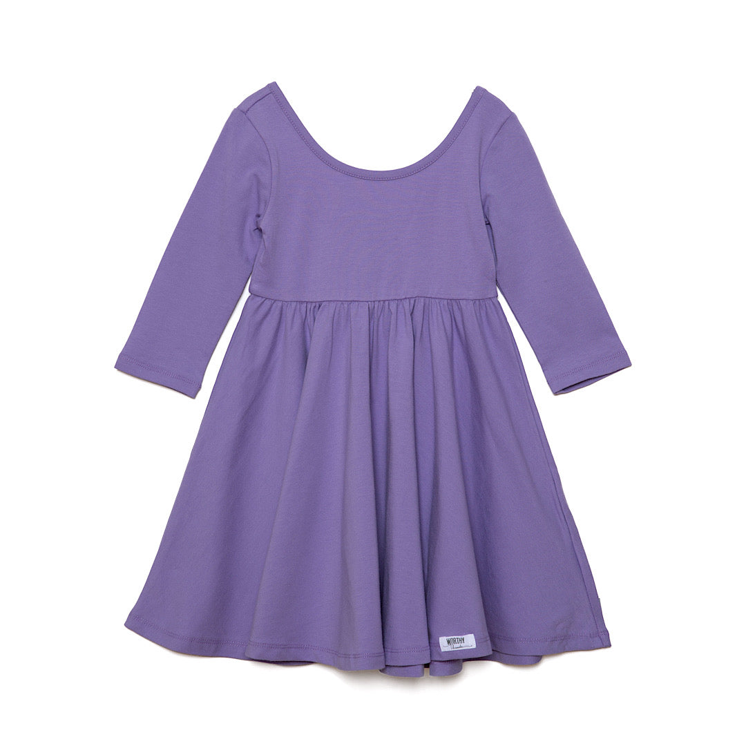 Girls twirly dress in solid purple Back to School