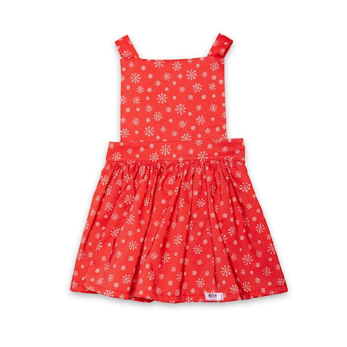 Christmas winter pinafore dress in red snow print