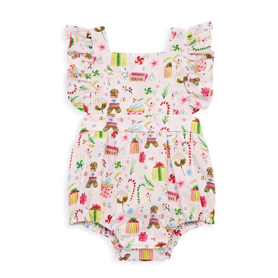 Christmas baby bubble romper in pink print