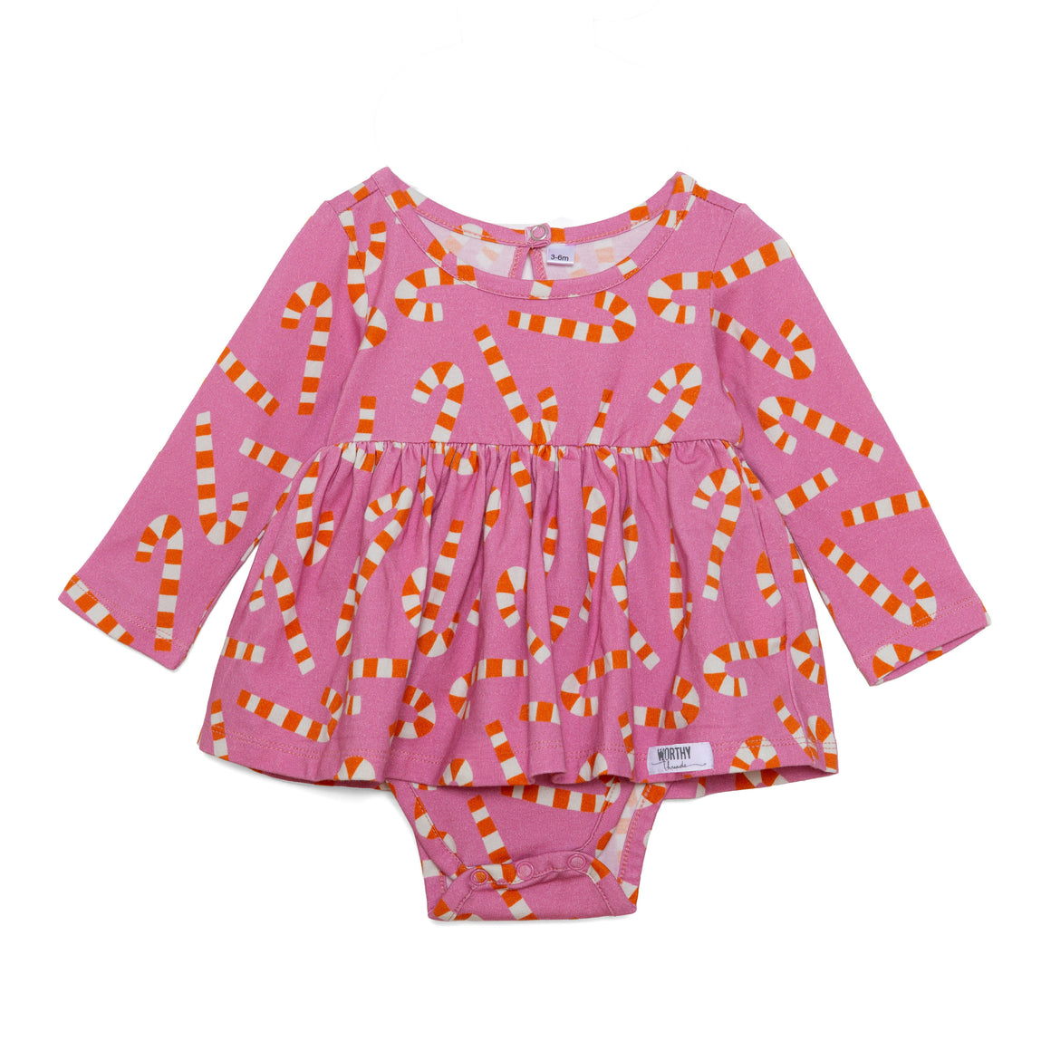 Christmas Holiday bubble romper in pink with candy canes