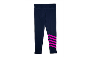 Kids navy leggings with magenta stripes