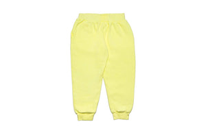 Kids hand dyed joggers in yellow, back view