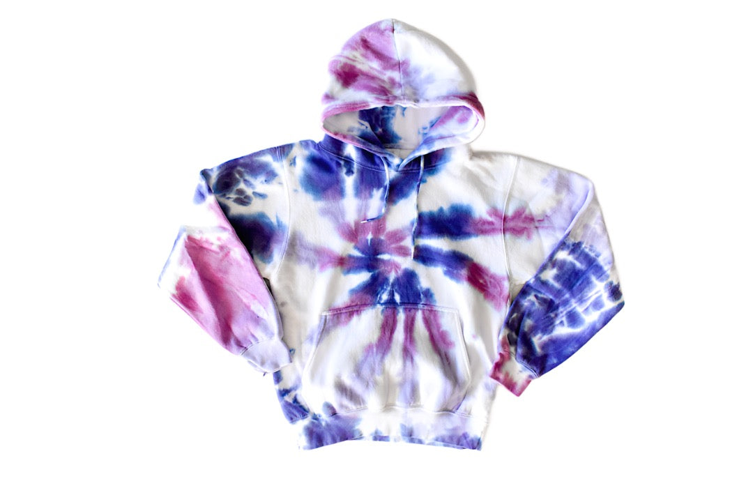 Adult tie dye hoodie in purples: tie dye loungewear set sweatshirt