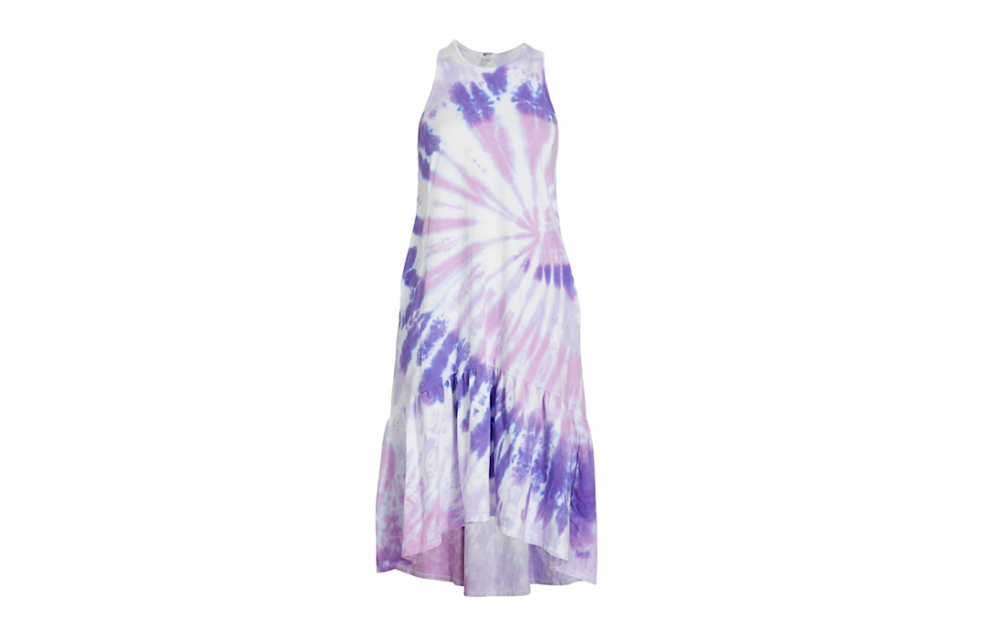 Adult tank dress in purple tie dye