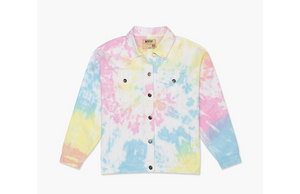 Adult Tie Dye Denim Boyfriend Jacket in Pastel