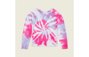 Kids tie dye raglan shirt in pink & Purple.  Pair with tie dye joggers for matching loungewear set!