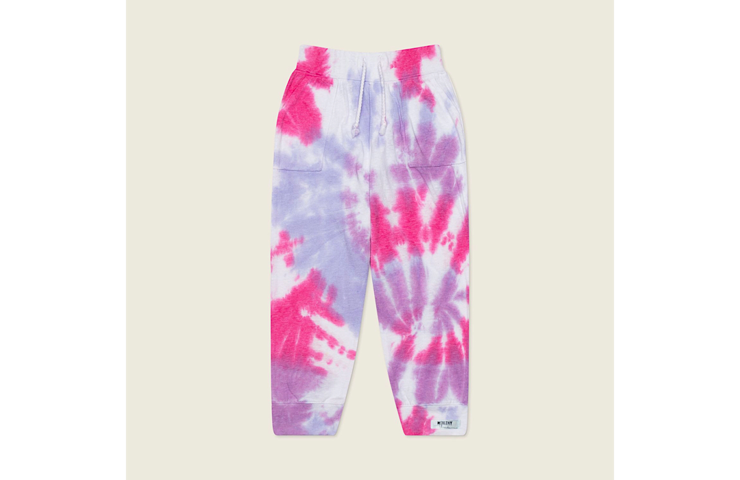 Kids tie dye joggers in pink & purple.  Pair with tie dye raglan for matching loungewear set.