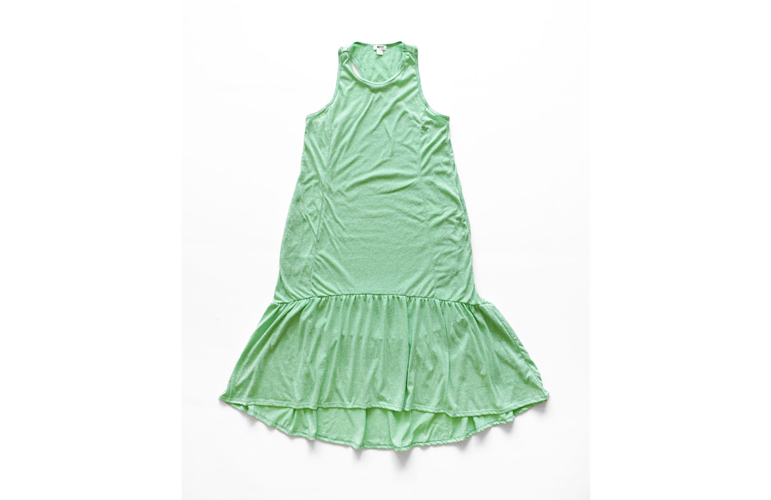 Back view of green racer back tank dress